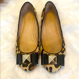 Kate Spade ♠️ Flats Leopard calf hair print gold studs